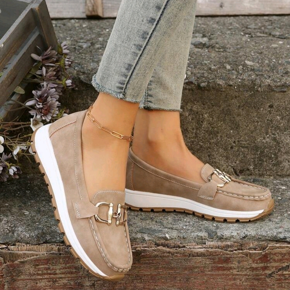 Thick-Soled, Comfortable Slip-On Shaking Shoes, Khaki Women's Soft-Soled - Picture 3 of 6